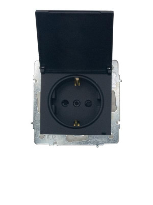 Розетка 1-м СП VESNA 16А IP44 с заземл. с крышкой ПБТ механизм черн. LEZARD 742-4288-123BIPCH