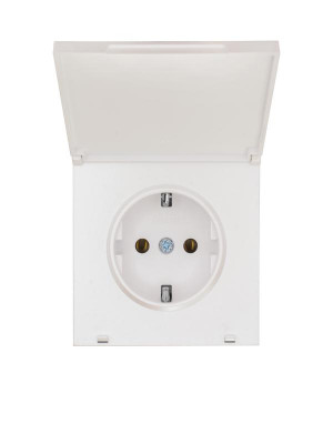 Розетка 1-м СП ZIMA 16А IP20 с заземл. с крышкой ПБТ безвинтовой зажим/клемма механизм бел. искра матов. LEZARD 704-1488-123BQC