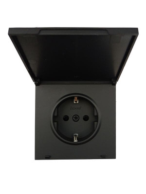Розетка 1-м СП ZIMA 16А IP44 с заземл. с крышкой ПБТ безвинтовой зажим/клемма механизм черн. LEZARD 704-4288-123BPCH