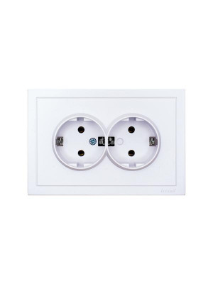 Розетка 2-м СП ZIMA 16А IP20 с заземл. ПБТ безвинтовой зажим/клемма бел. искра матов. LEZARD 704-1400-127BQC