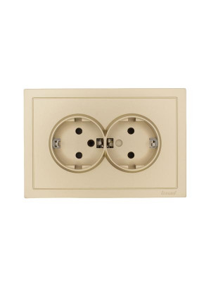 Розетка 2-м СП ZIMA 16А IP20 с заземл. с защ. от детей ПБТ безвинтовой зажим/клемма зол. LEZARD 704-3600-127BPCHQC