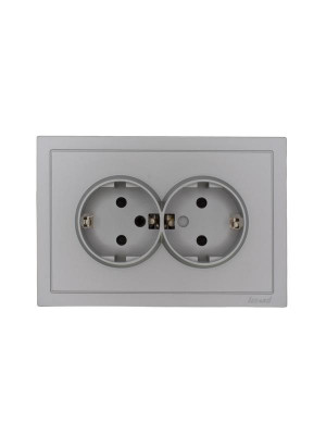 Розетка 2-м СП ZIMA 16А IP20 с заземл. с защ. от детей ПБТ безвинтовой зажим/клемма сер. матов. LEZARD 704-7400-127BPCHQC