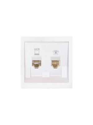 Розетка компьютерная + телефонная 2-м СП ZIMA RJ45 + RJ11 с модулем кат.6 механизм бел. искра матов. LEZARD 704-1488-144