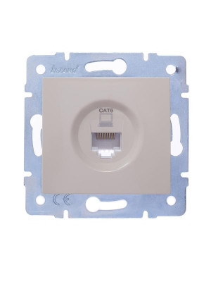 Розетка компьютерная 1-м СП KARINA IP20 RJ45 кат.6 механизм крем. LEZARD 707-0388-140