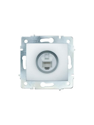 Розетка компьютерная 1-м СП KARINA IP20 RJ45 кат.6 механизм матов. серебр. LEZARD 707-4388-140