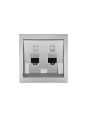 Розетка компьютерная 2-м СП ZIMA IP20 RJ45 с модулем кат.6 механизм сер. матов. LEZARD 704-7488-142