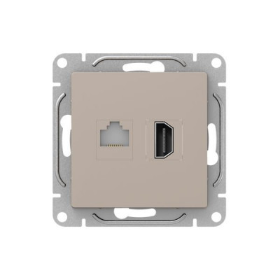 Розетка СП Эпика HDMI + RJ45 кат.5 механизм крем. EKF UP1-SOI-HDMI-RJ45