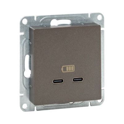 Розетка 2-м СП Эпика USB-C механизм мокко EKF UP1-SOM-2USBC
