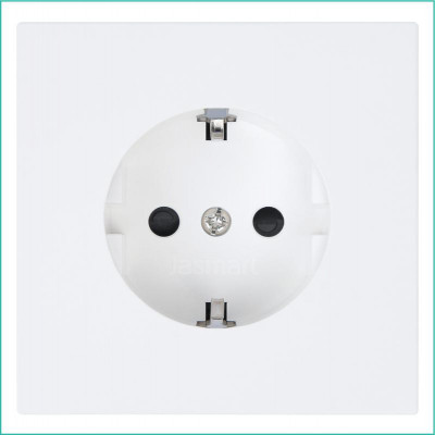 Розетка 1-м СП FD Shuko 16А IP20 с заземл. защ. шторки механизм бел. матов. soft touch Jasmart FD5501PWM