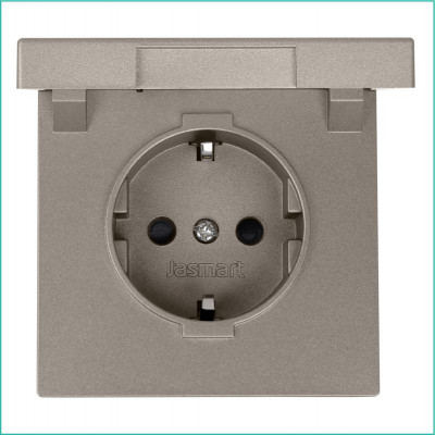 Розетка 1-м СП FD Shuko 16А IP20 с заземл. защ. шторки с крышкой механизм бронза Jasmart FD5505BR