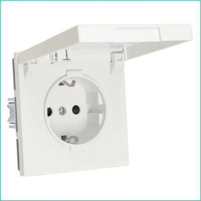 Розетка 1-м СП FD Shuko 16А IP20 с заземл. защ. шторки с крышкой механизм сахара Jasmart FD5505SH