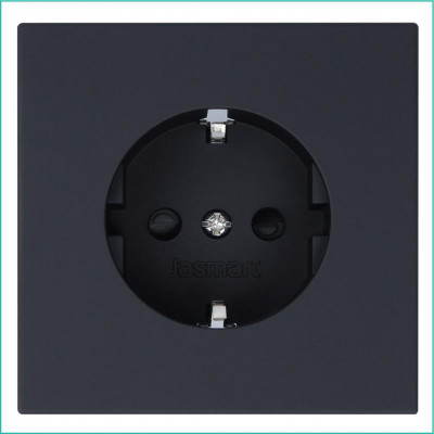 Розетка 1-м СП FD Shuko 16А IP20 с заземл. защ. шторки механизм черн. матов. soft touch Jasmart FD5501PBM