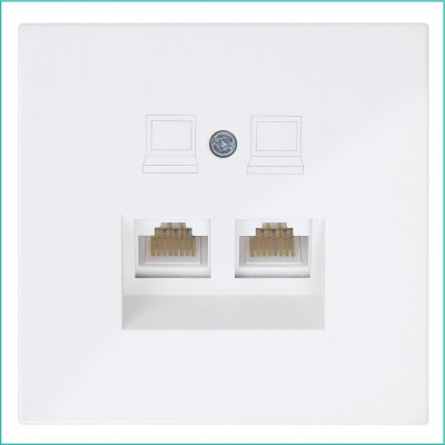 Розетка компьютерная 2-м СП RJ45 FD кат.5E с накладкой механизм бел. глянцевый Jasmart FD6106W