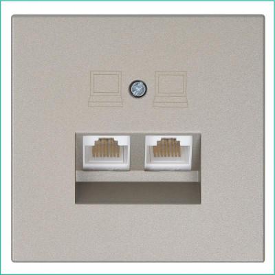 Розетка компьютерная 2-м СП RJ45 FD кат.5E с накладкой механизм бронза Jasmart FD6106BR