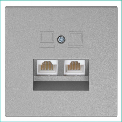 Розетка компьютерная 2-м СП RJ45 FD кат.5E с накладкой механизм никель Jasmart FD6106NI
