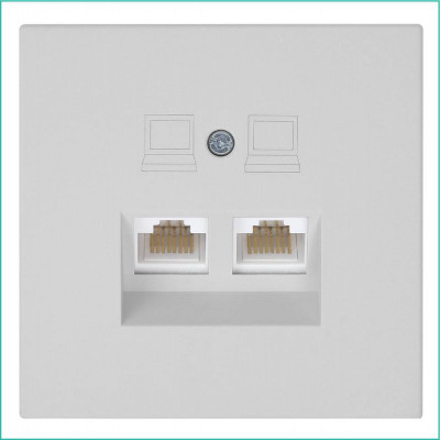 Розетка компьютерная 2-м СП RJ45 FD кат.5E с накладкой механизм тауп матов. soft touch Jasmart FD6106PTM