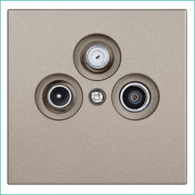 Розетка телевизионная оконечная TV + FM + SAT 3-м СП FD Ф9.5мм с накладкой механизм бронза Jasmart FD6206BR