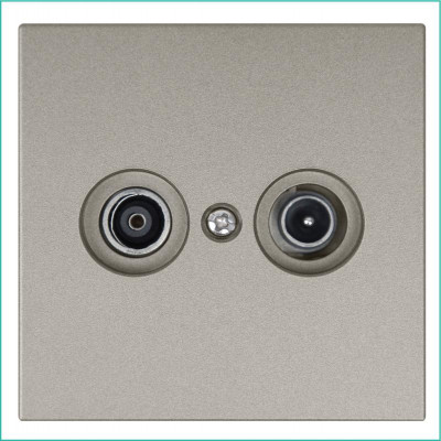 Розетка телевизионная оконечная TV + FM 2-м СП FD Ф9.5мм с накладкой механизм бронза Jasmart FD6204BR