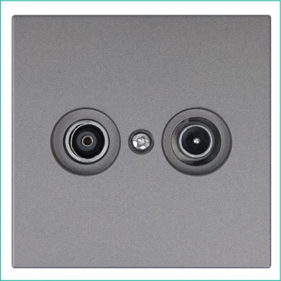 Розетка телевизионная оконечная TV + FM 2-м СП FD Ф9.5мм с накладкой механизм никель Jasmart FD6204NI