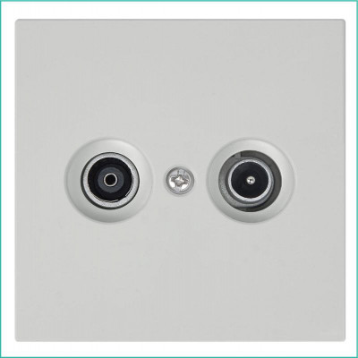 Розетка телевизионная оконечная TV + FM 2-м СП FD Ф9.5мм с накладкой механизм тауп матов. soft touch Jasmart FD6204PTM