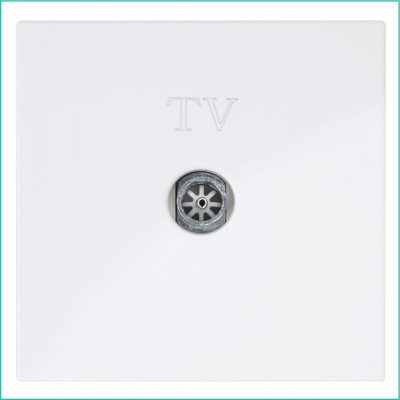 Розетка телевизионная оконечная TV 1-м СП FD Ф9.5мм с накладкой механизм бел. глянцевый Jasmart FD6001W