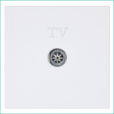 Розетка телевизионная оконечная TV 1-м СП FD Ф9.5мм с накладкой механизм бел. матов. soft touch Jasmart FD6001PWM