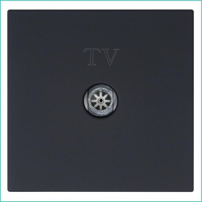 Розетка телевизионная оконечная TV 1-м СП FD Ф9.5мм с накладкой механизм черн. матов. soft touch Jasmart FD6001PBM