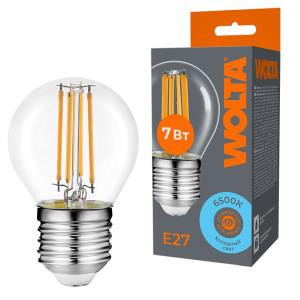 Лампа светодиодная Filament G45 7Вт шар прозрачная 6500К E27 630лм WOLTA WF-G45-7W6KE27