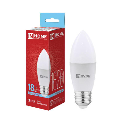 Лампа светодиодная LED-СВЕЧА-VC 18Вт свеча 6500К E27 1620лм 230В IN HOME 4690612065335