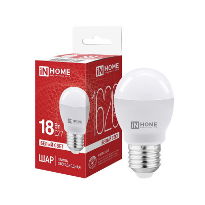 Лампа светодиодная LED-ШАР-VC 18Вт шар 4000К E27 1620лм 230В IN HOME 4690612065342