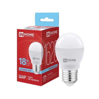Лампа светодиодная LED-ШАР-VC 18Вт шар 6500К E27 1620лм 230В IN HOME 4690612065359