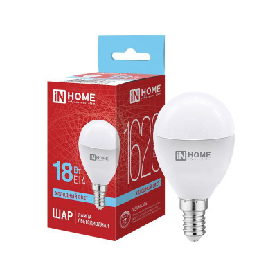 Лампа светодиодная LED-ШАР-VC 18Вт шар 6500К E14 1620лм 230В IN HOME 4690612065373