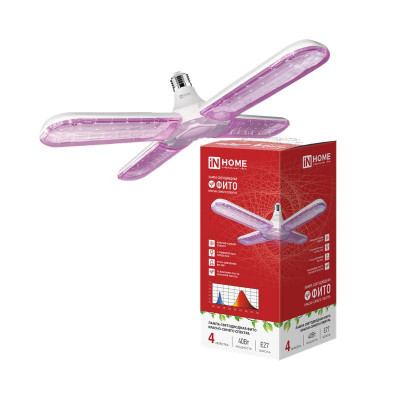 Лампа светодиодная LED-HP 40PRO-ФИТО 40Вт полный спектр E27 В230 четыре лепестка IN HOME 4690612066943