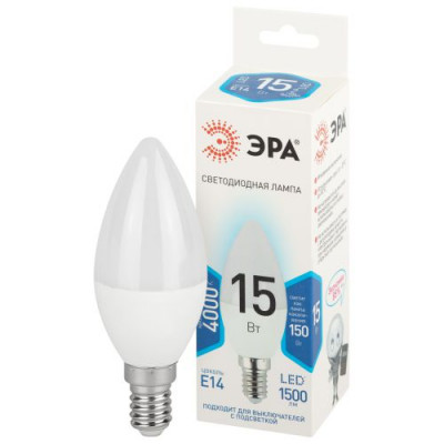 Лампа светодиодная STD LED B35-15W-840-E14 15Вт свеча 4000К нейтр. бел. свет E14 170-265В Эра Б0066787
