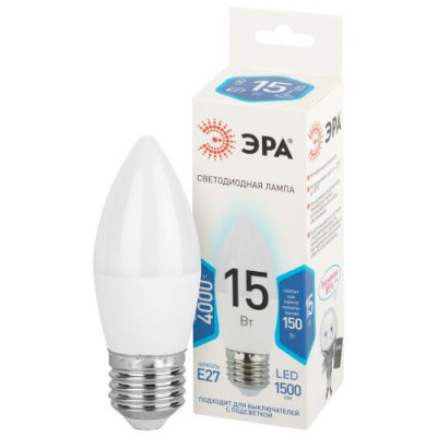 Лампа светодиодная STD LED B35-15W-840-E27 15Вт свеча 4000К нейтр. бел. свет E27 170-265В Эра Б0066818
