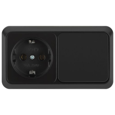 Блок розетка с выключателем 1-м ОП Quadro 2-701-05 10-16-А-250В IP20 горизонт. антрацит Intro Б0069704