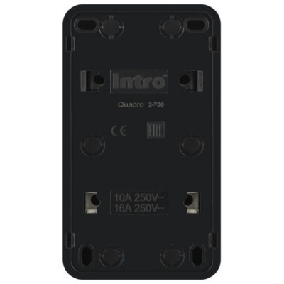 Блок розетка с выключателем 2-м ОП Quadro 2-706-05 10-16-А-250В IP20 вертикал. антрацит Intro Б0069707