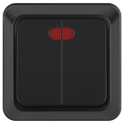 Выключатель 2-кл. ОП Quadro 2-105-05 10А IP20 250В с подсветкой антрацит Intro Б0069733