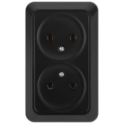 Розетка 2-м ОП Quadro 2-203-05 16А IP20 2х2P 250В без заземл. антрацит Intro Б0069695