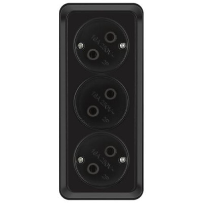 Розетка 3-м ОП Quadro 2-205-05 16А IP20 3х2P 250В без заземл. антрацит Intro Б0069697