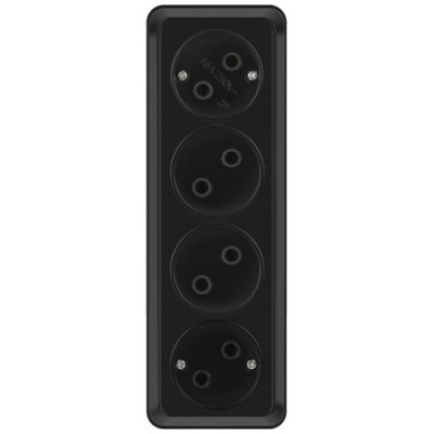 Розетка 4-м ОП Quadro 2-207-05 16А IP20 4х2P 250В без заземл. антрацит Intro Б0069699