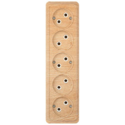 Розетка 5-м ОП Quadro 2-209-11 16А IP20 5х2P 250В без заземл. сосна Intro Б0053854