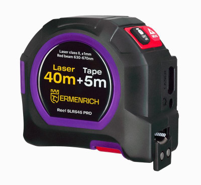 Рулетка с лазерным дальномером Reel SLR545 PRO фиолет. Ermenrich 84580