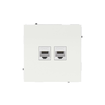 Розетка компьютерная 2-м KANT RJ45 кат.6A без шторки бел. магнолия DKC 7000674