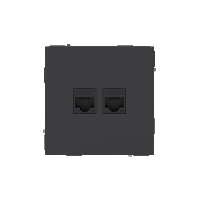 Розетка компьютерная 2-м KANT RJ45 кат.5E без шторки черн. уголь DKC 7012664