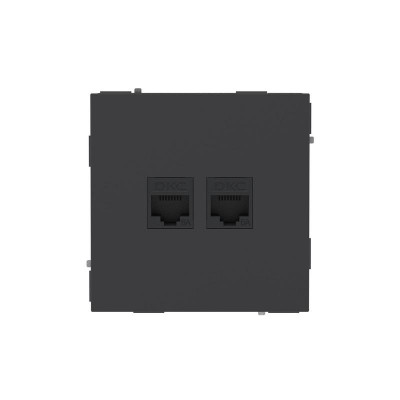 Розетка компьютерная 2-м KANT RJ45 кат.6A без шторки черн. уголь DKC 7012674