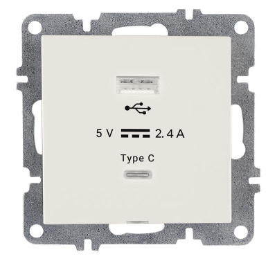 Розетка LAVIN/KAREN USB + TYPE-C механизм бел. ARVIA 50 01 1000 304