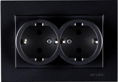 Розетка 2-м СП KAREN 16А IP20 с заземл. в сборе черн. ARVIA 20 07 2000 907