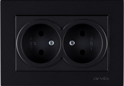 Розетка 2-м СП KAREN 16А IP20 без заземл. в сборе черн. ARVIA 20 07 2000 908