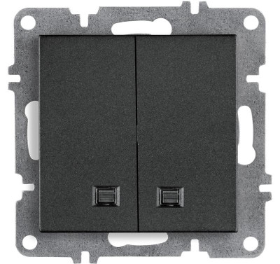 Выключатель 2-кл. LAVIN/KAREN с подсветкой механизм графит ARVIA 50 04 2000 203